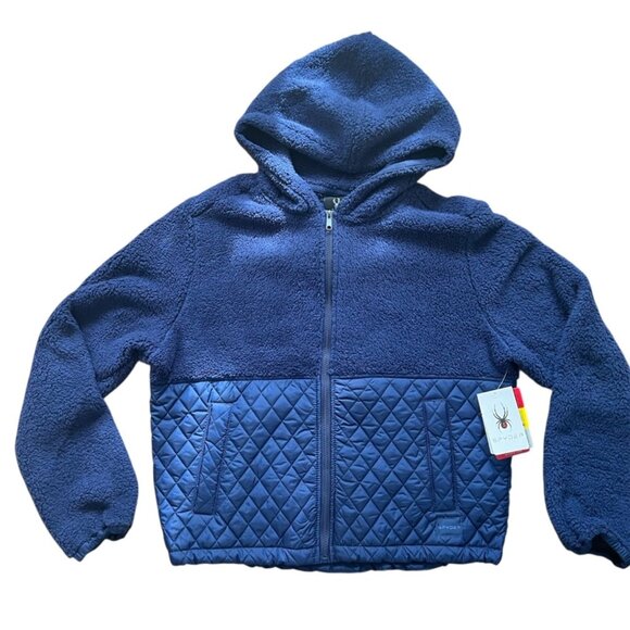 Spyder Sherpa Fleece Quilted Teddy Jacket Zip up Hoodie Active Jacket L - Picture 5 of 6